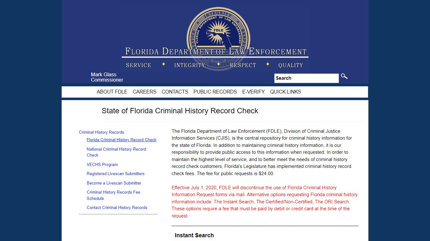 Florida Criminal History Record Check - Florida Department of Law ...